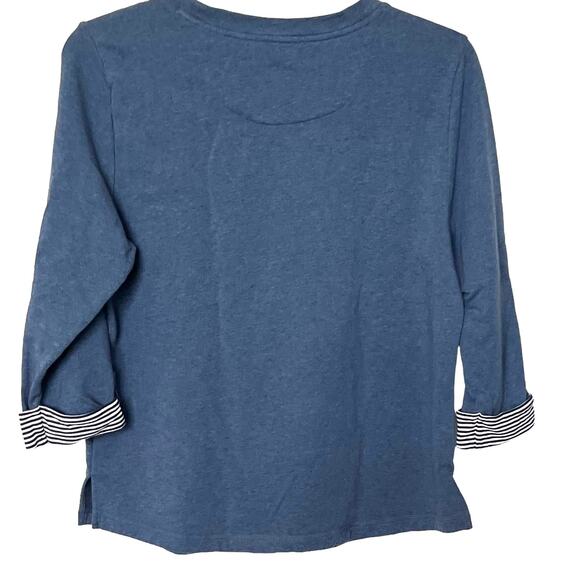 KAREN SCOTT SPORT LONG SLV ROUND NECK TOP, WOMENS, L, BLUE - NAVY/WHITE STRIPES - Picture 7 of 11